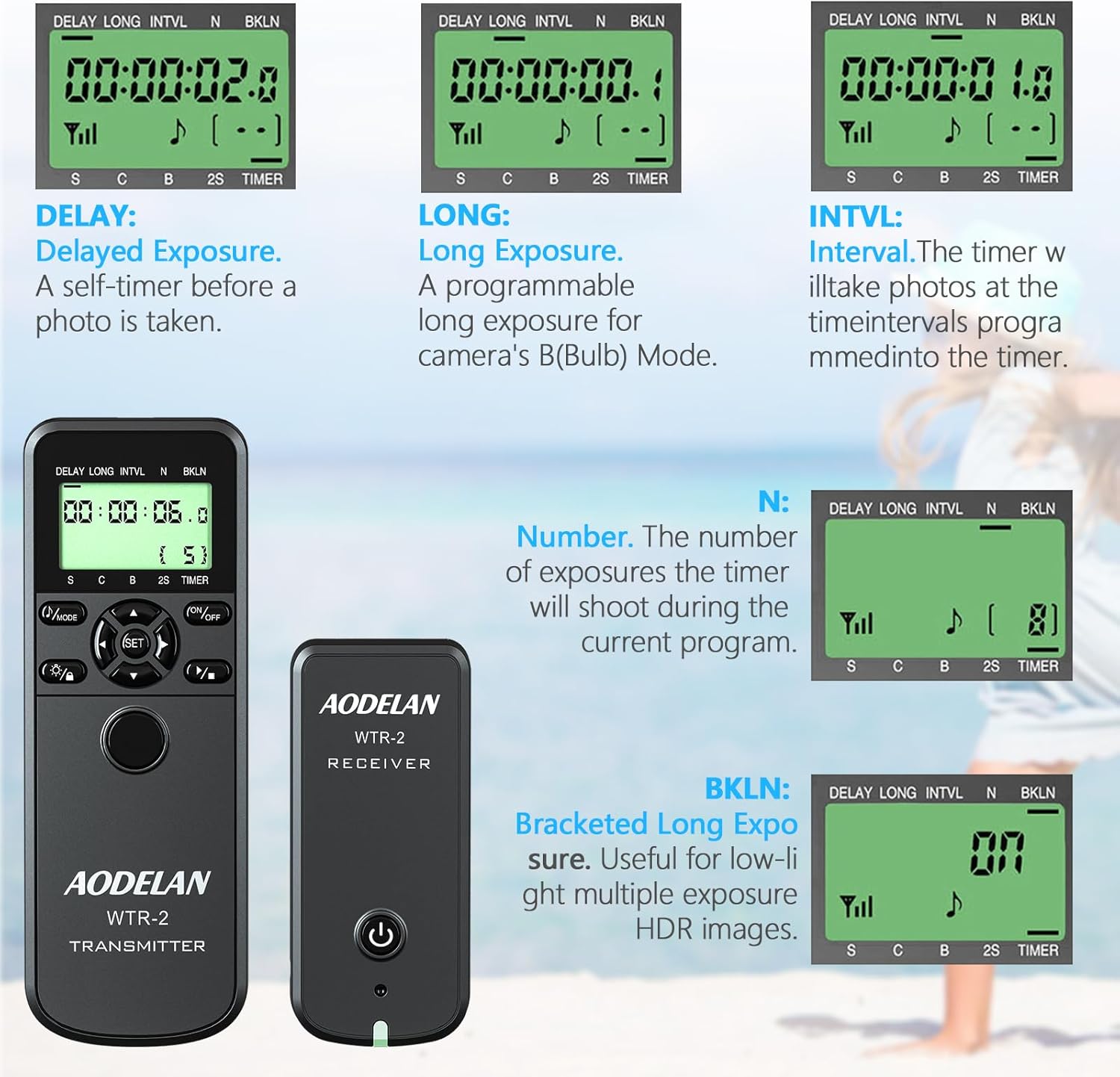 Thumbnail 3 de AODELAN Kabelloser Timer-Fernauslöser für Sony A7II bis A6100 – kompatibel mit RM-SPR1 und RM-L1AM
