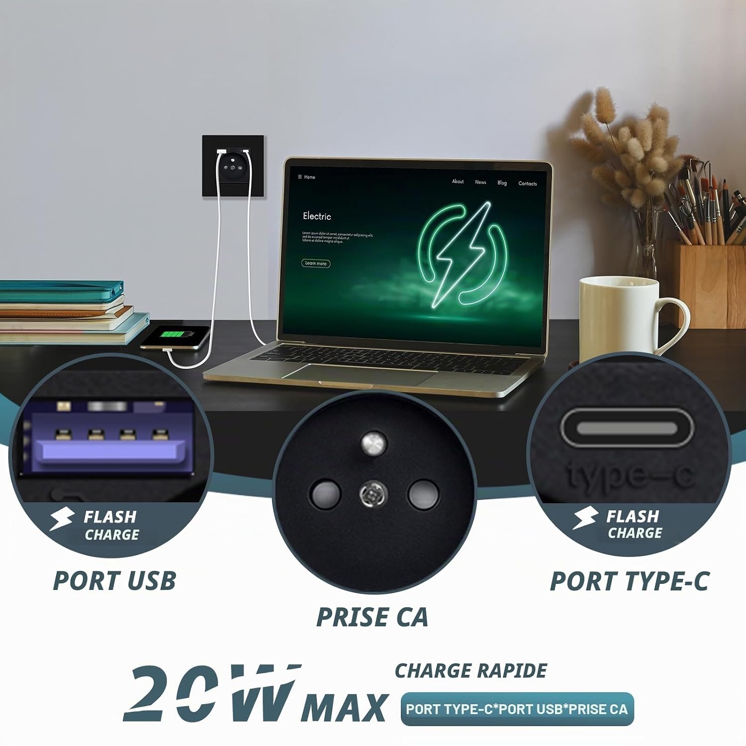 Detalle de BSEED FK86FRSK1AC1G inbouwstopcontact 16 A met USB-C PD 20 W, goud