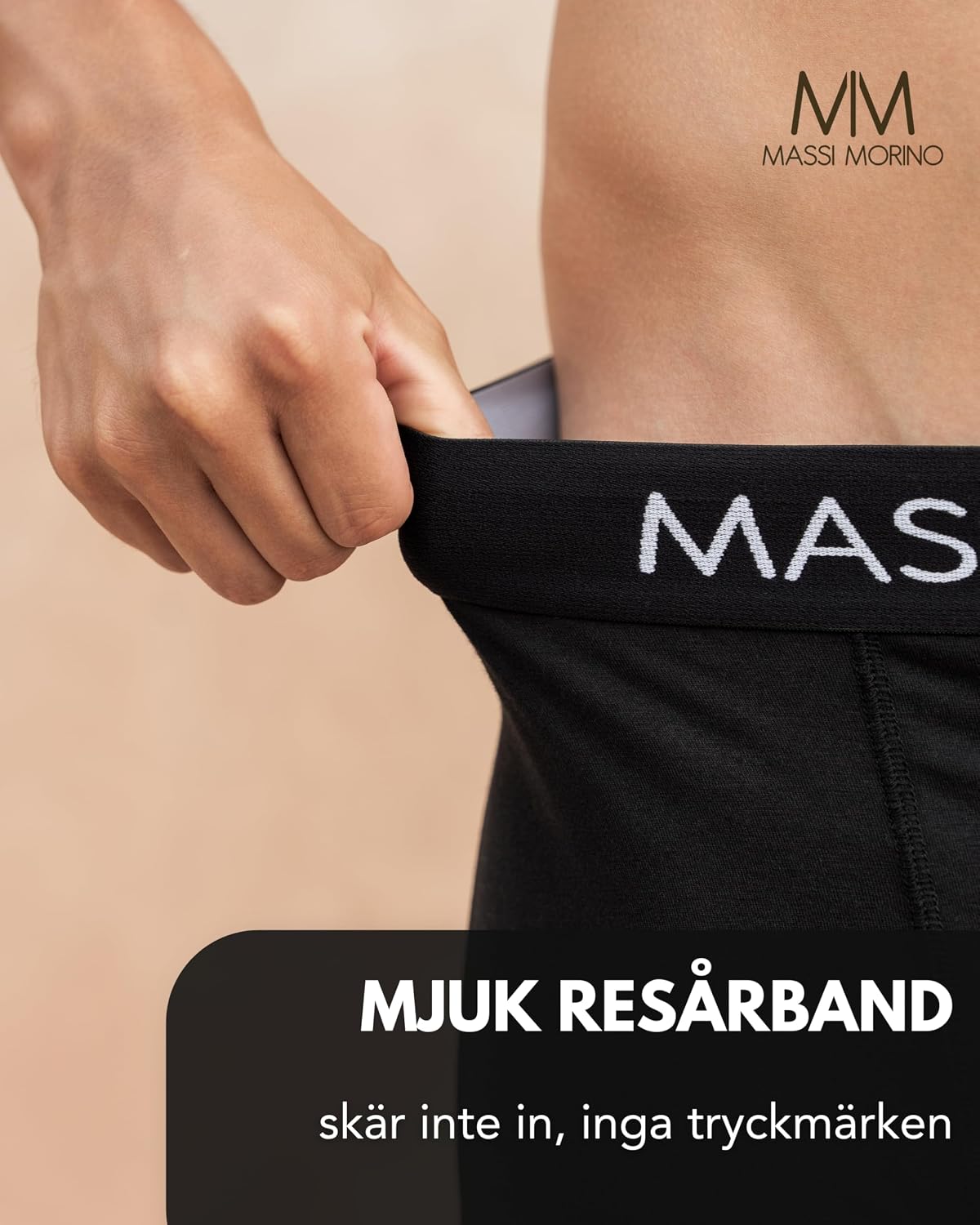 Detalle de MASSI MORINO boxershorts för herr i bomull, svarta och utan etikett