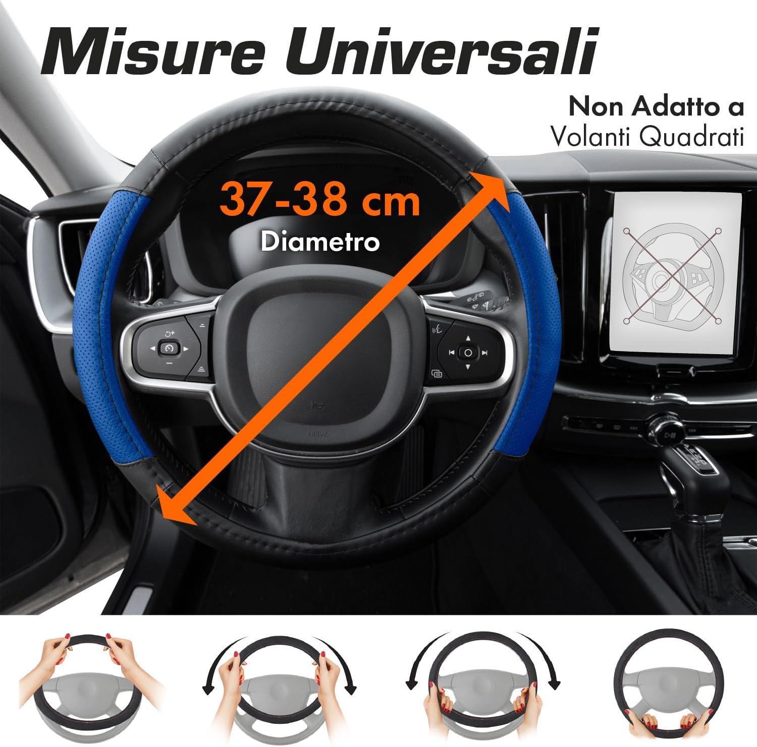 Detalle 2 de Upgrade4cars Coprivolante Nero Blu 37-38 cm