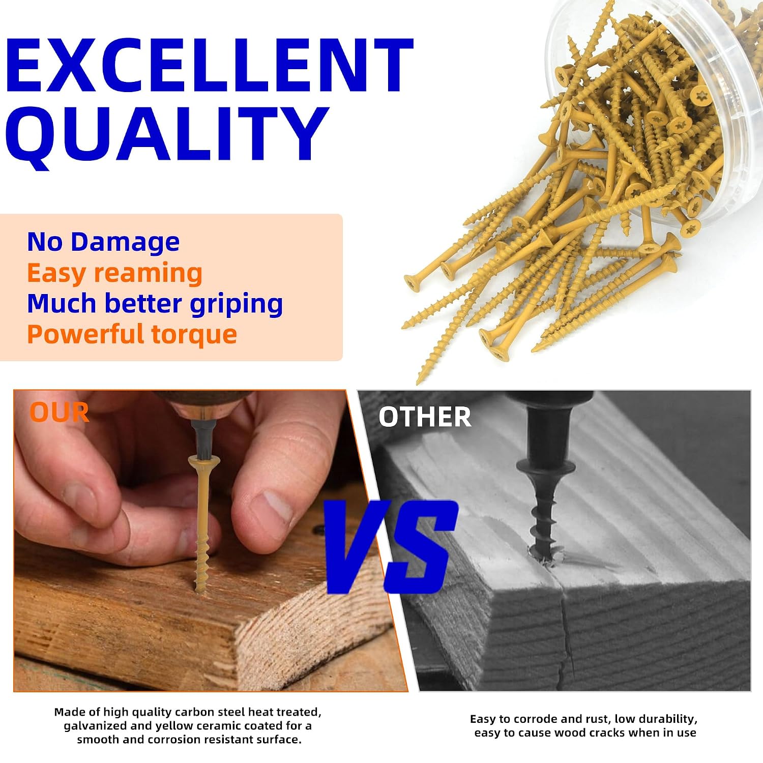 Detalle 1 de NexSync Wood Screws #10 x 3-inch