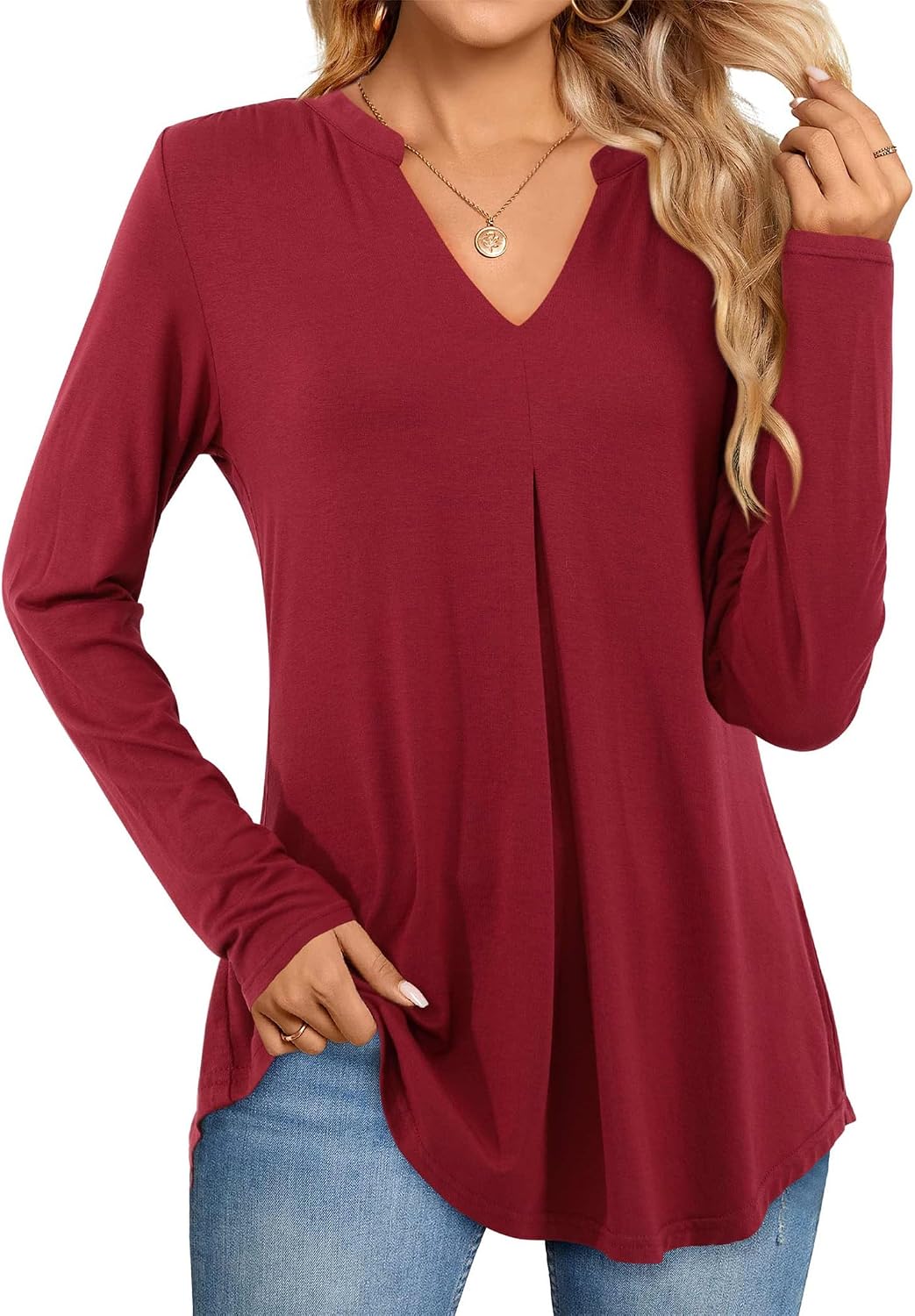 Thumbnail 6 de Beluring Damen T-Shirt V-Ausschnitt Plissee