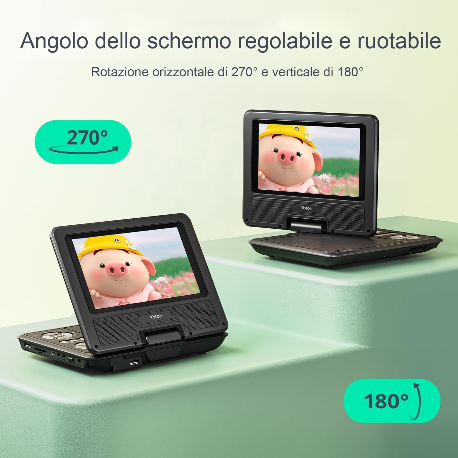 Thumbnail 6 de Yoton Lettore DVD Portatile 9,5" HD, batteria 6 ore