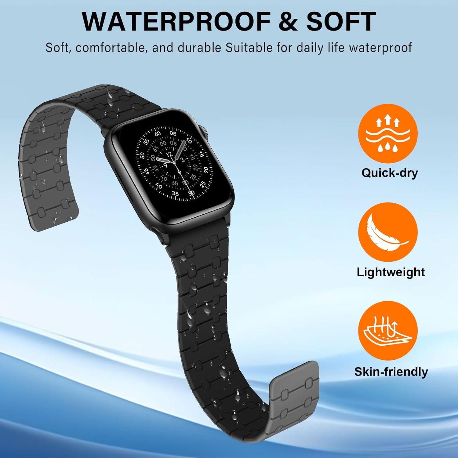 Thumbnail 4 de Sixmoat Double Sided Magnetic Straps for Apple Watch (42mm/41mm/40mm/38mm) – Black-Gray silicone band