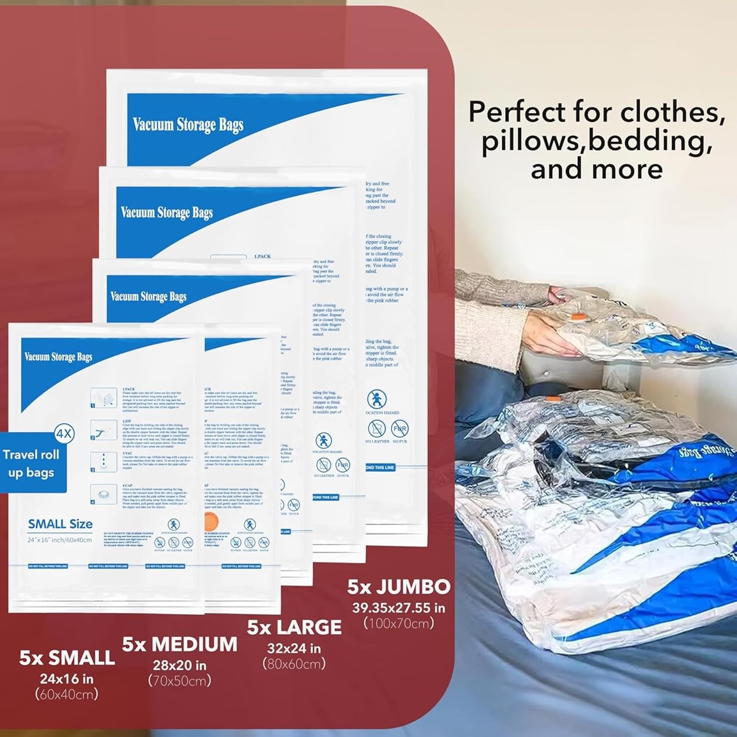 Thumbnail 1 de 24 Pack Vacuum Bags with Electric Pump