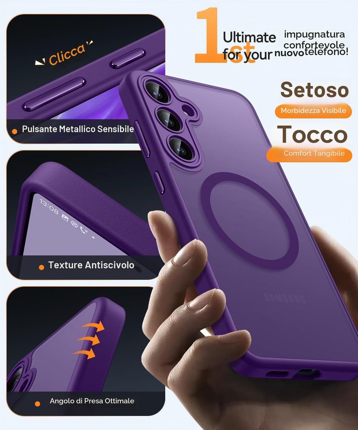 Thumbnail 6 de CANSHN Magnetica Cover per Samsung Galaxy S24 Plus (6.7") – Protezione fotocamera a copertura totale, MagSafe e stile opaco