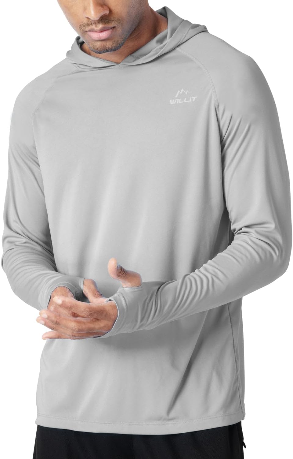 Detalle de Willit Men's UPF 50+ Sun Protection Hoodie: Lightweight, Loose-Fit Long Sleeve for Outdoor Activities