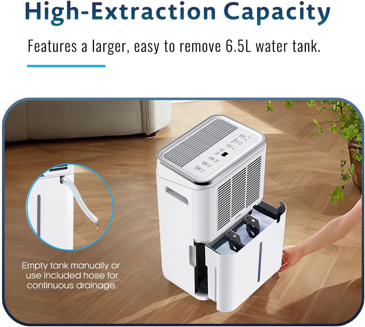 Detalle 2 de PureMate 20L/Day dehumidifier 6.5 L tank 🏠