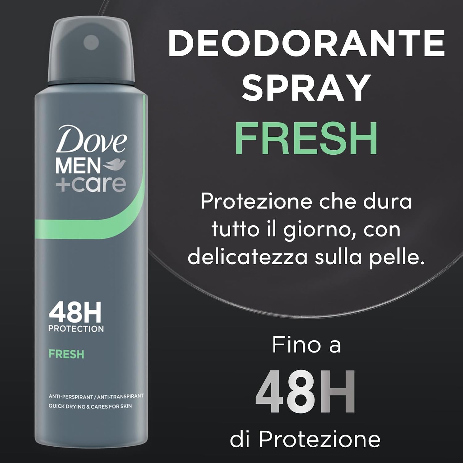 Thumbnail 2 de Dove Men+Care Classic Fresh Deodorante Uomo Spray antitraspirante 48 ore, agrumato (confezione da 6 da 150 ml)