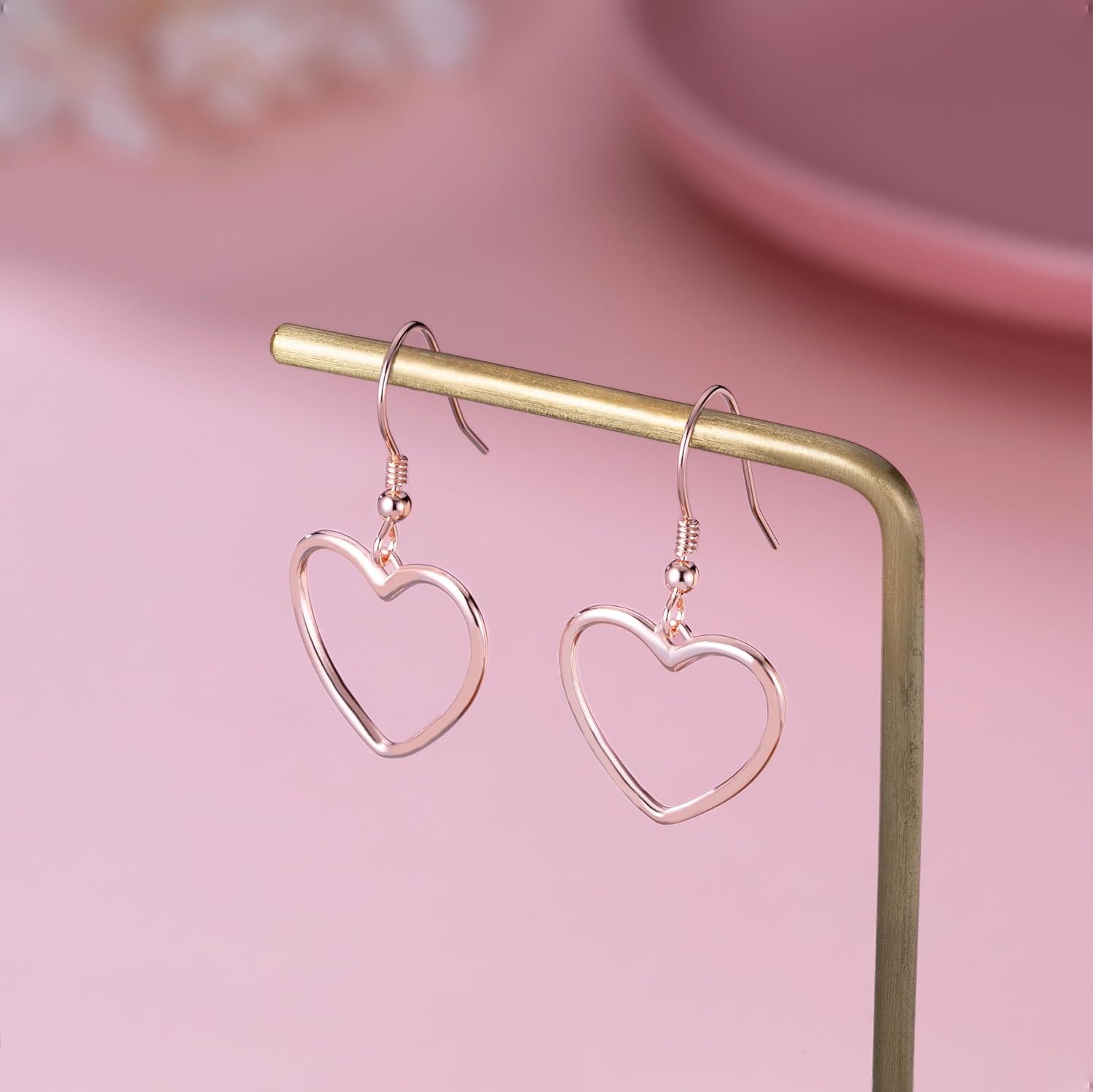 Detalle de SLUYNZ Solid 925 Sterling Silver Hollow Heart Drop Earrings