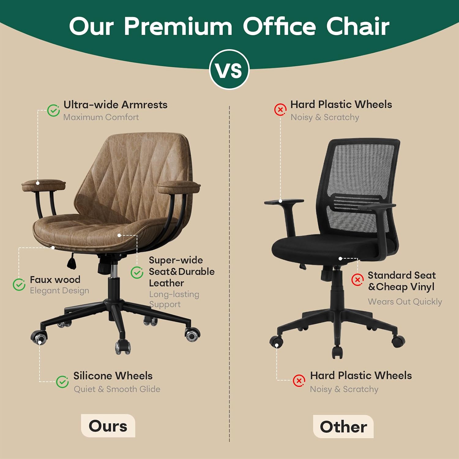 Detalle de Bananister Faux Leather Office Chair