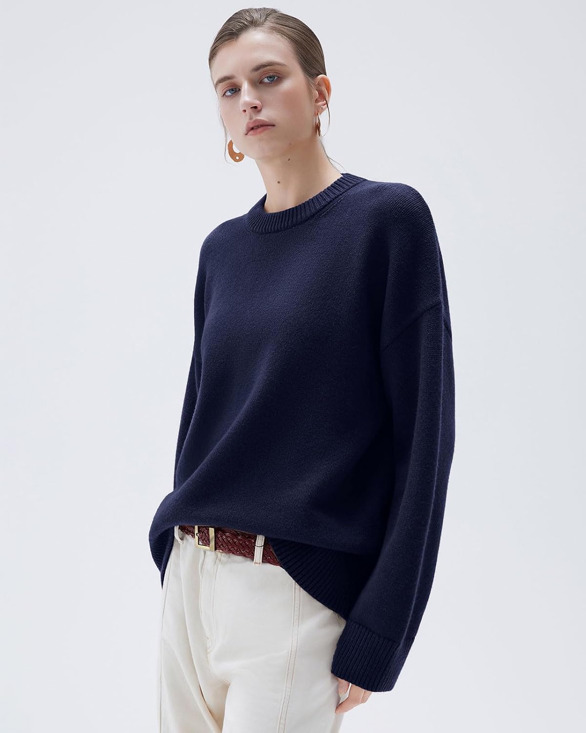Thumbnail 1 de SUUKSESS Women’s Cashmere-Blend Oversized Sweater, 15% Cashmere, Crew Neck