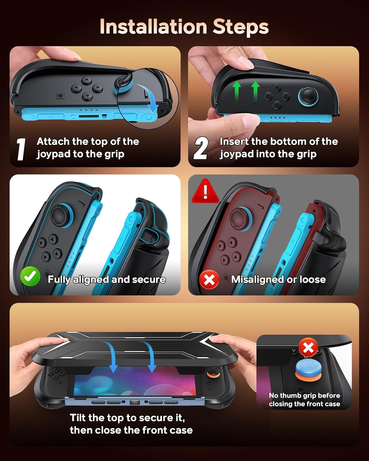 Detalle 2 de FYOUNG Schutzhülle für Nintendo Switch 2 – Militärqualität, abnehmbarer Ergonomikgriff, Frontabdeckung mit Kartenfach (Hellblau)