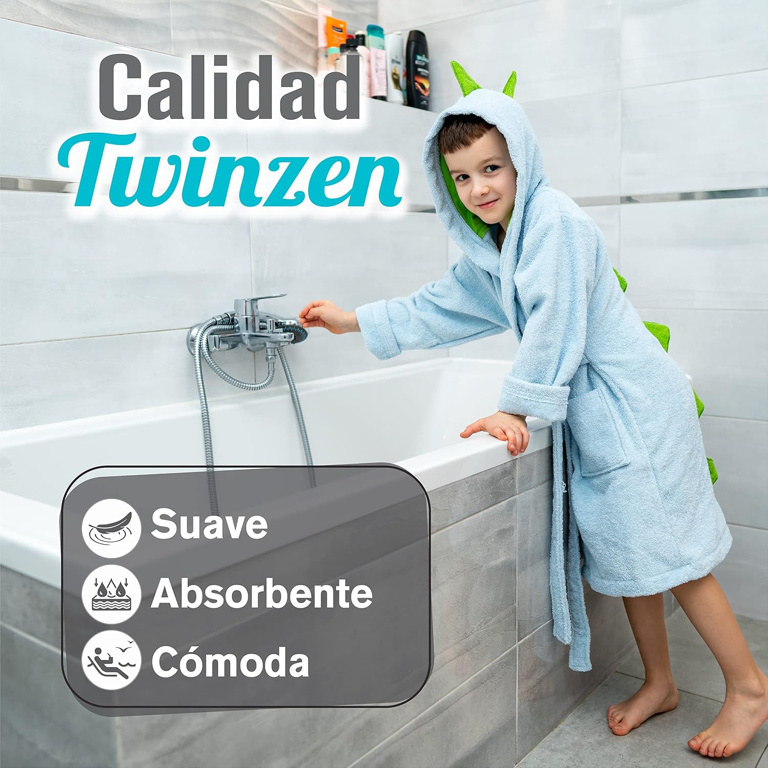 Thumbnail 1 de Twinzen Albornoz Dinosaurio 100% algodón