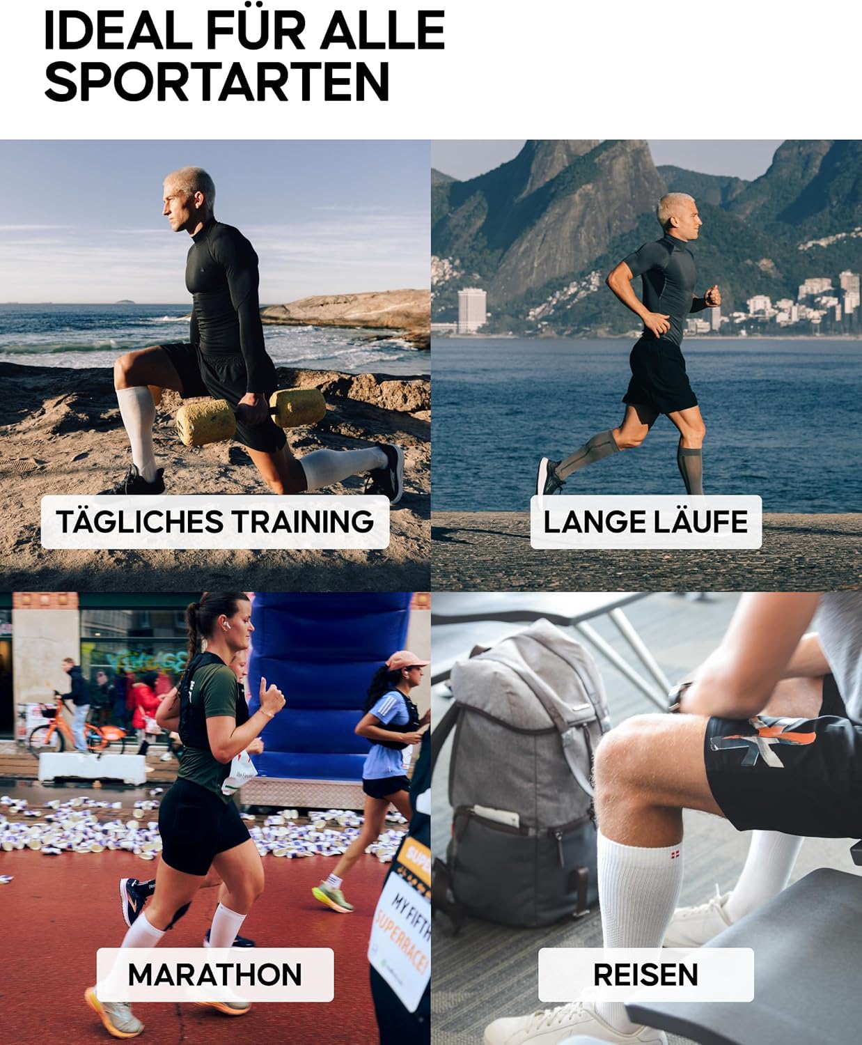Detalle 2 de DANISH ENDURANCE Waden-Kompressionsstrümpfe ohne Fuß | 21–26 mmHg, 1 oder 3 Paar