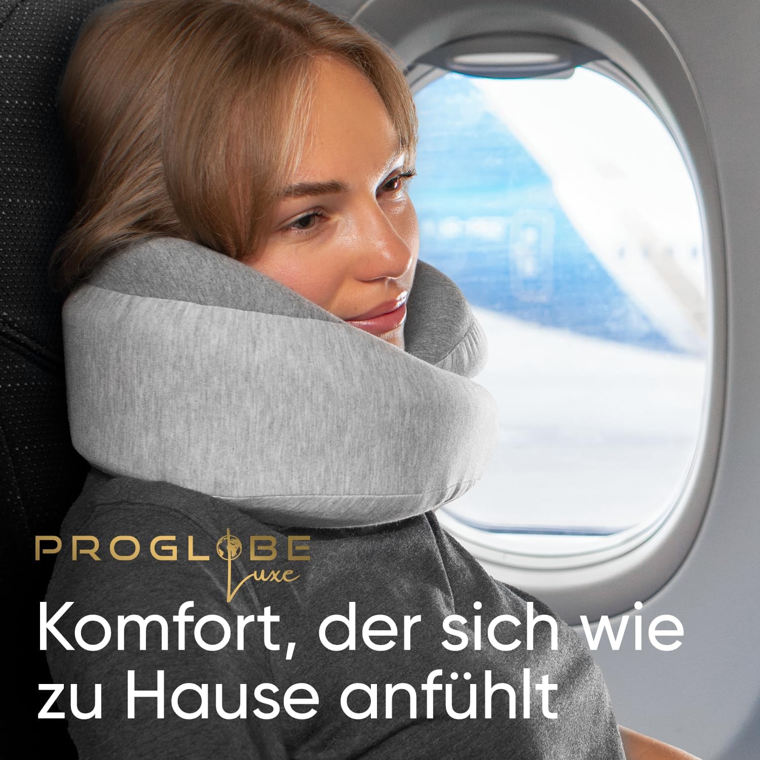Thumbnail 5 de Proglobe Luxe Reisekissen aus Memory-Schaum – Hellgrau, Bio-Baumwolle, mit Kinnstütze
