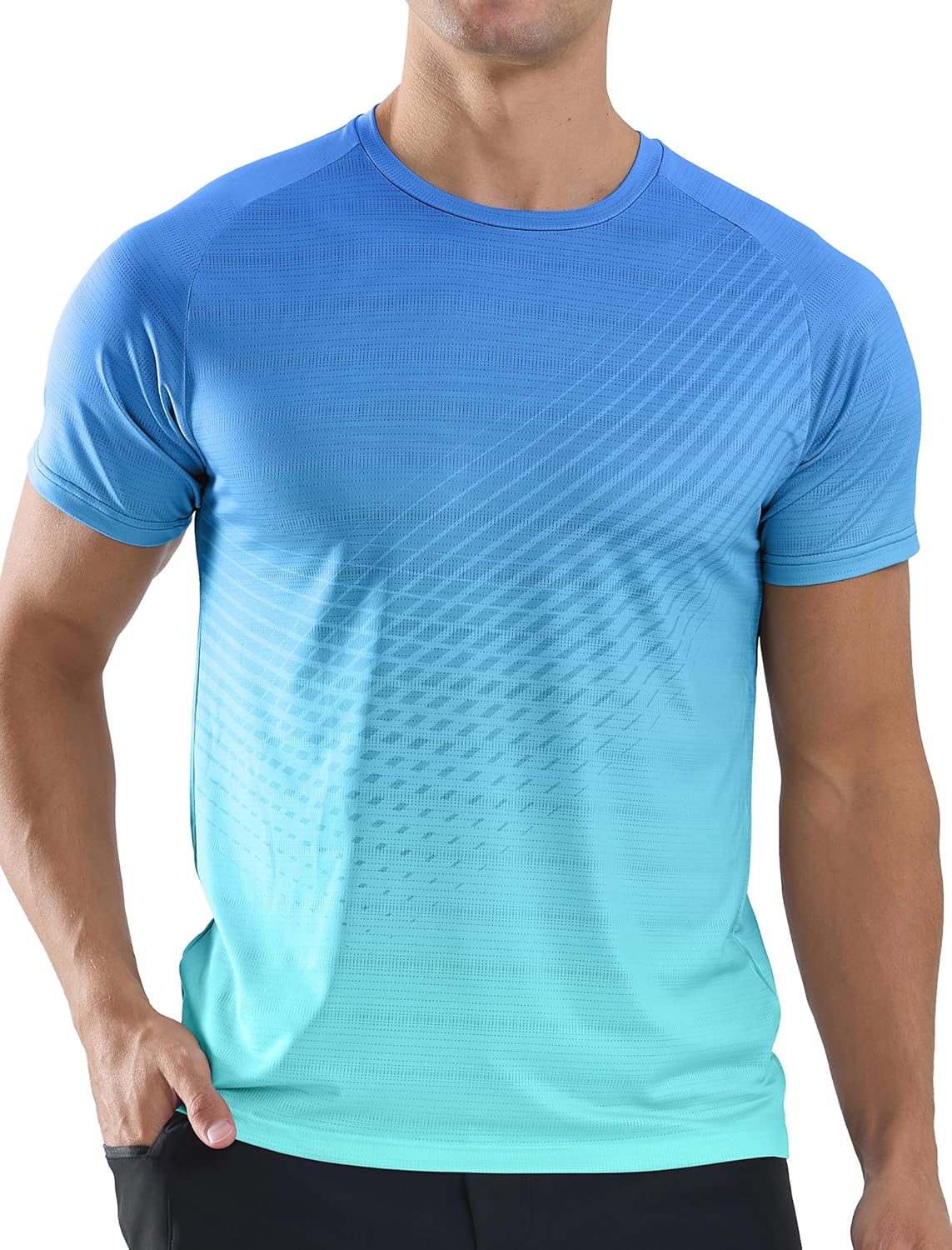 Detalle de Men’s Moisture-Wicking Gym T-Shirt with Breathable Mesh Fabric (Short Sleeve)