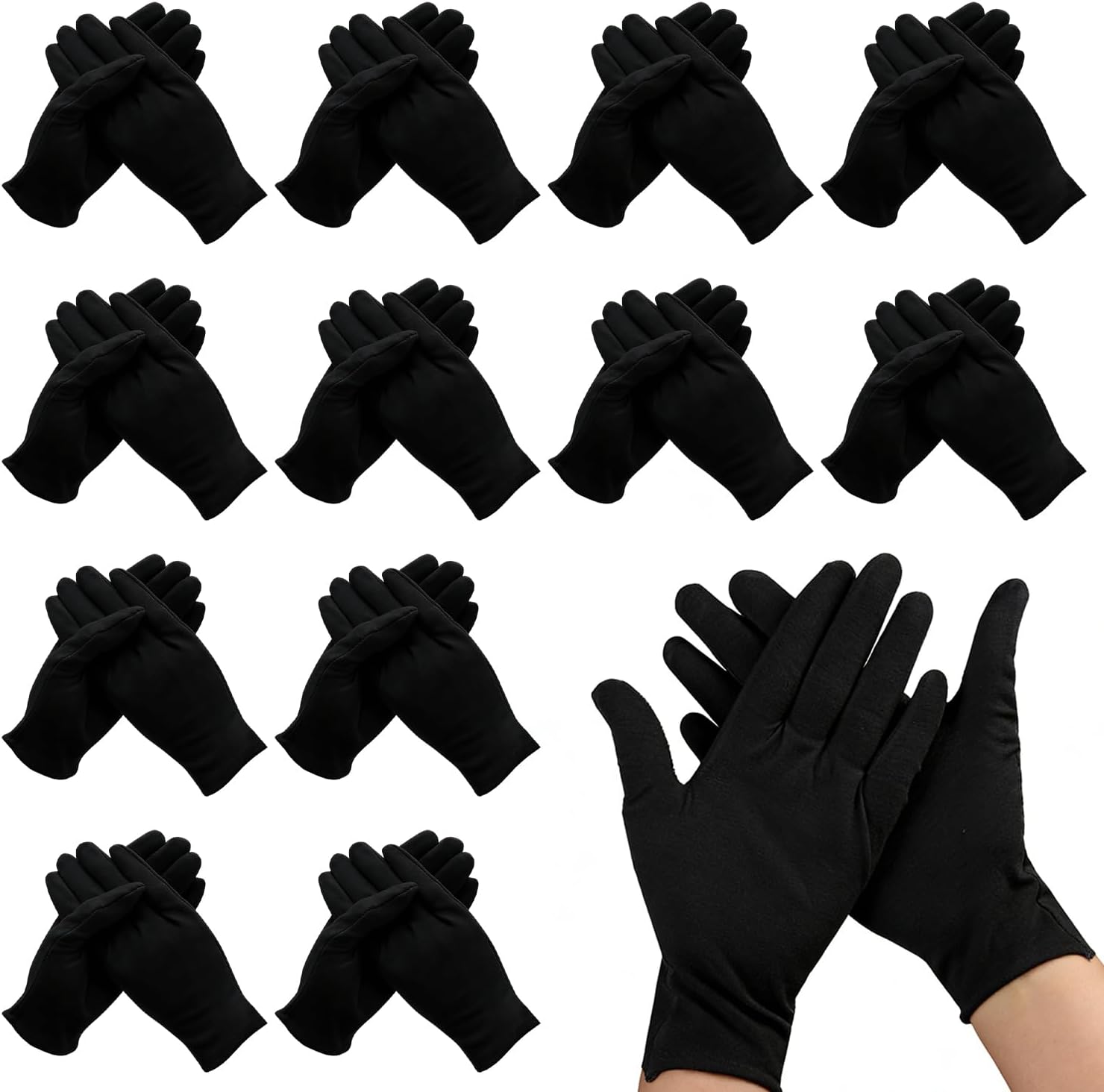 Thumbnail 6 de 12 Pairs White Cotton Gloves - Moisturising, Stretchable & Breathable XL Size