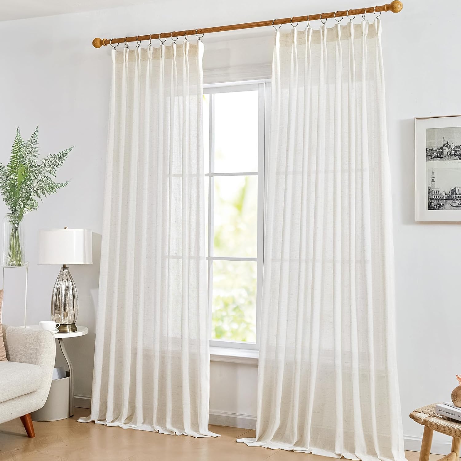 Thumbnail 6 de Deconovo Rideau décoratif semi-transparent en lin – 280 × 245 cm (1 panneau)