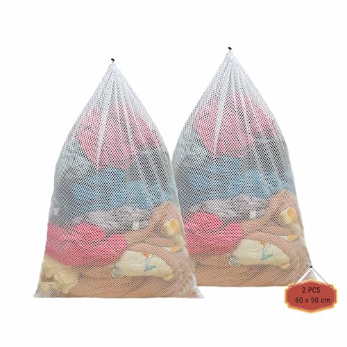 Detalle de Dmjia Wäschenetz Groß 60x90 cm – 2er-Set mit Kordelstopper