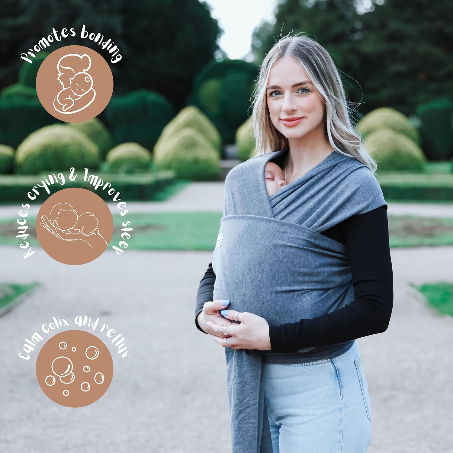 Detalle de Baby Sling Wrap Newborn to Toddler Carrier 7-35lb — baby carrier 👶