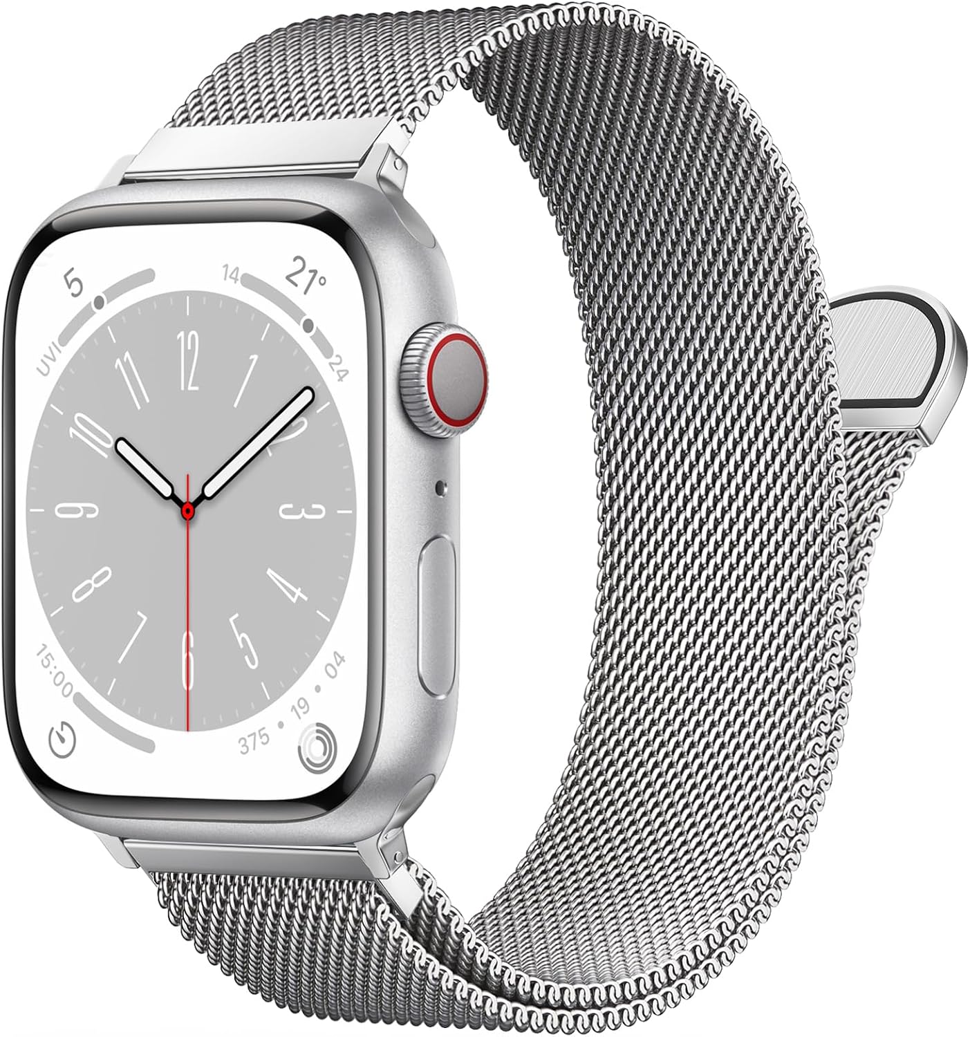 Detalle de OULUOQI Cinturino di ricambio in acciaio inox per Apple Watch: stile milanese e magnetico