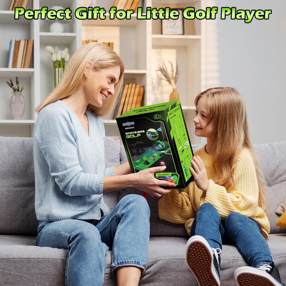 Thumbnail 6 de TERRAMUS Upgraded Kids Toy Golf Set with Dinosaur Automatic Ball Returner (3 clubs, LED balls, putting mat)