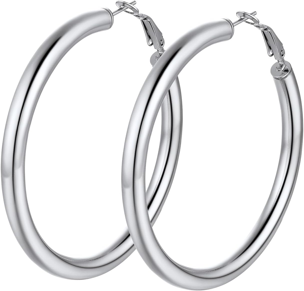 Detalle de PROSTEEL Boucles d’oreilles créoles femme style 90s, acier inoxydable (20/30/40/60/80 mm) épaisses