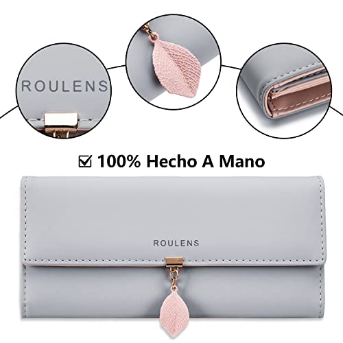 Detalle de Roulens Cartera de Mujer con RFID, Monedero Largo y Adorno Hoja