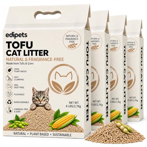Detalle de Edipets Arena de Tofu para Gatos | Pack 4 x 10,8 kg (Sin perfume) - Arena aglomerante vegetal
