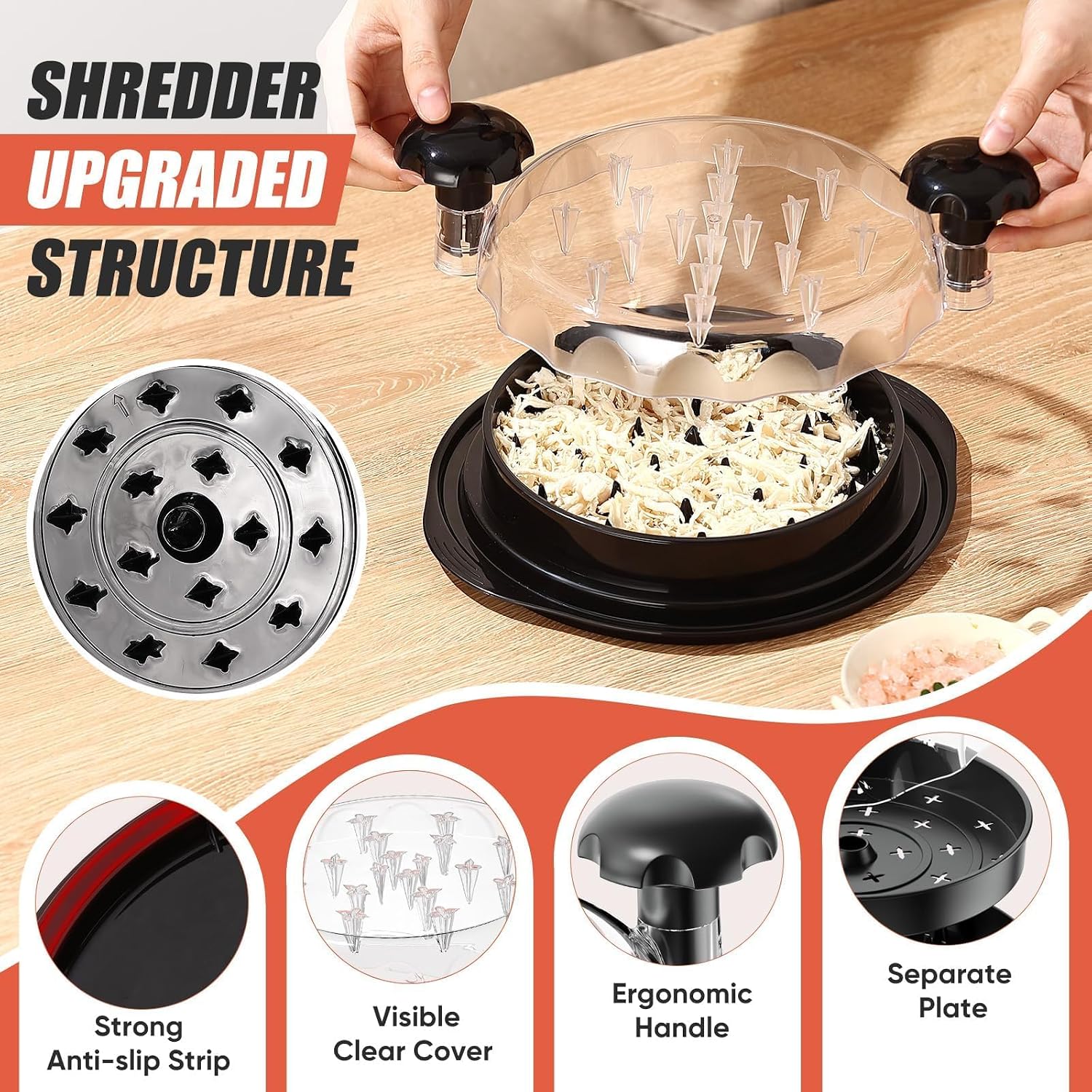 Detalle 2 de Koackl SRQDGC Chicken Shredder, 10-Inch BPA-Free, 2-Pack