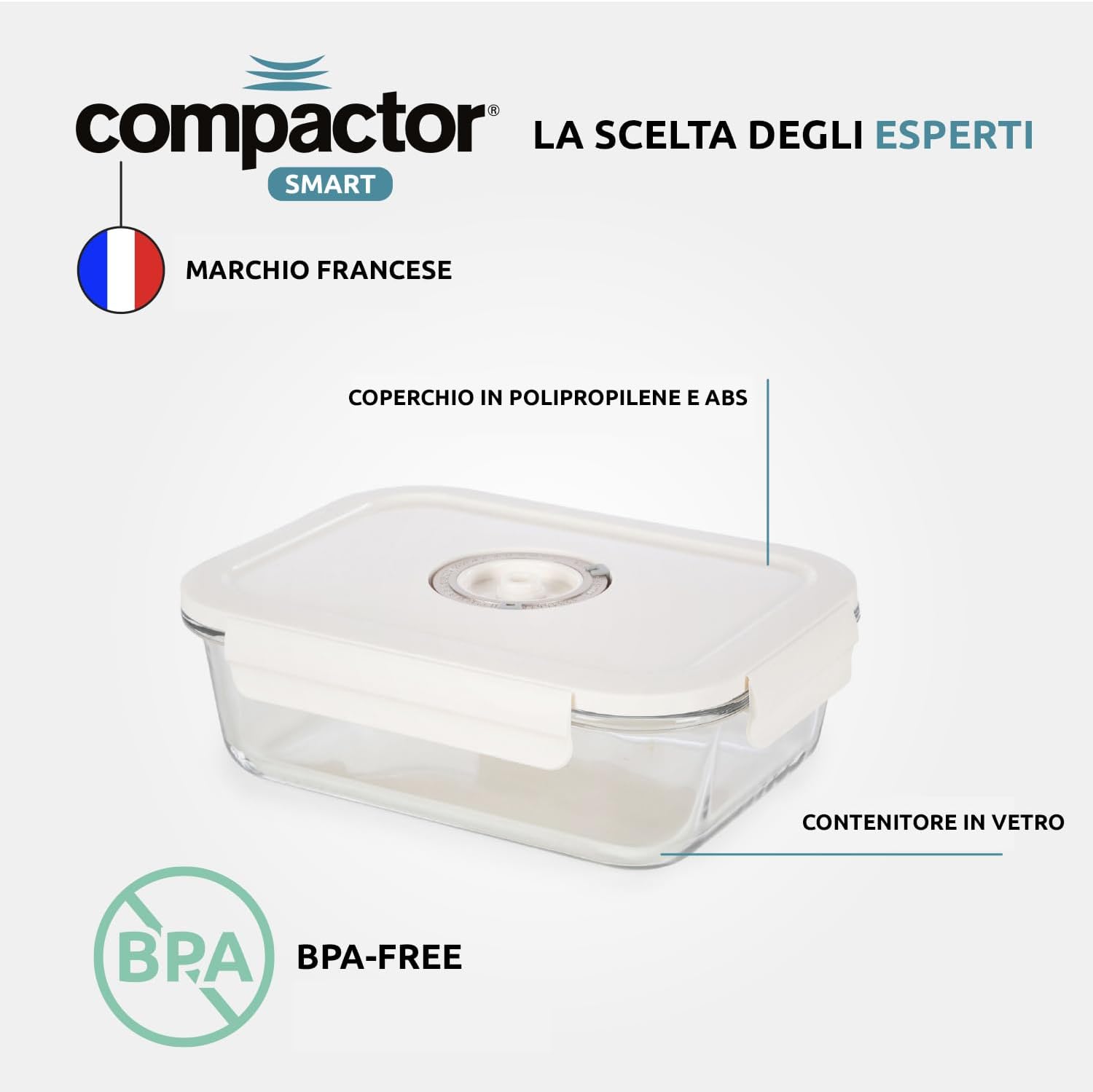 Detalle 2 de Set di 3 contenitori sottovuoto in vetro con datario e coperchio ermetico + pompa manuale