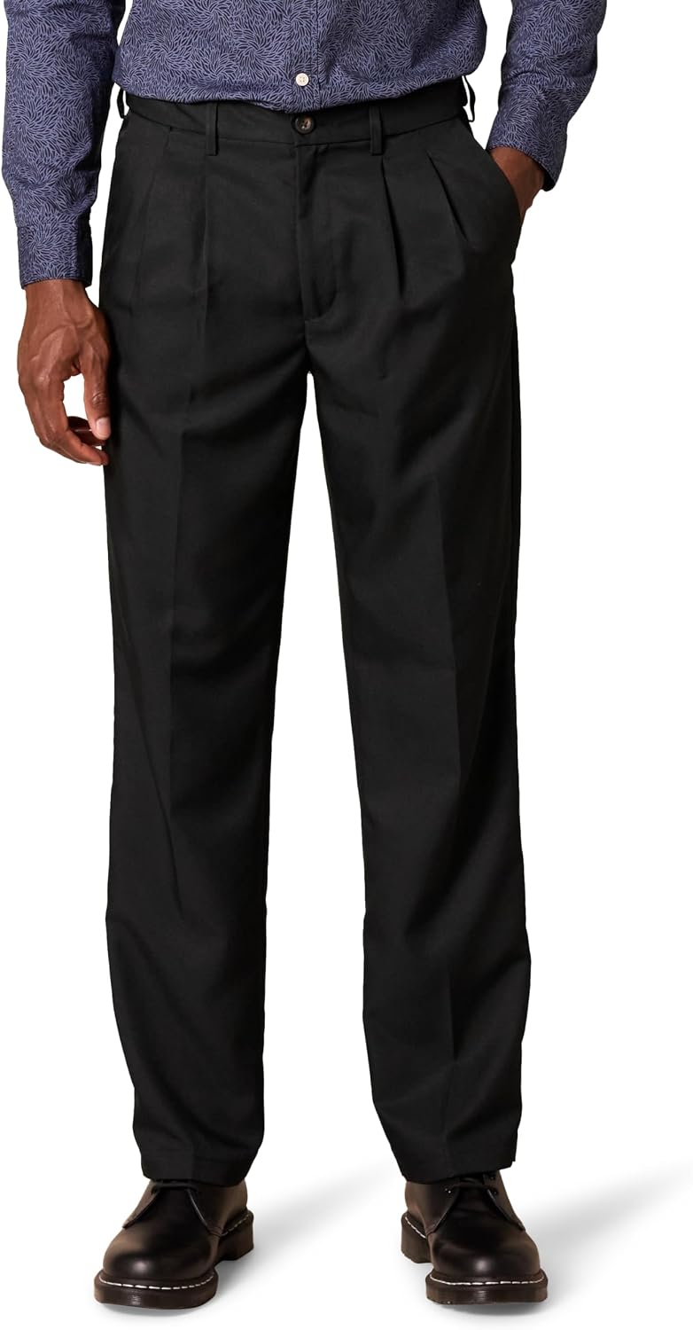 Detalle de Amazon Essentials MAE65005SP18 Men's Classic-Fit Pleated Dress Trousers with Expandable Waist