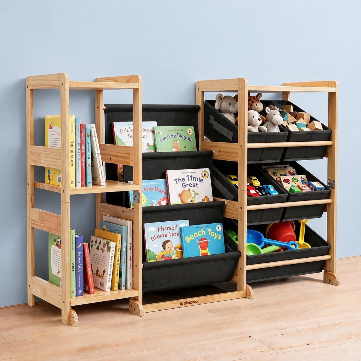 Detalle de Wobidoo Kids Bookshelf and Toy Storage Organizer, Solid Pine