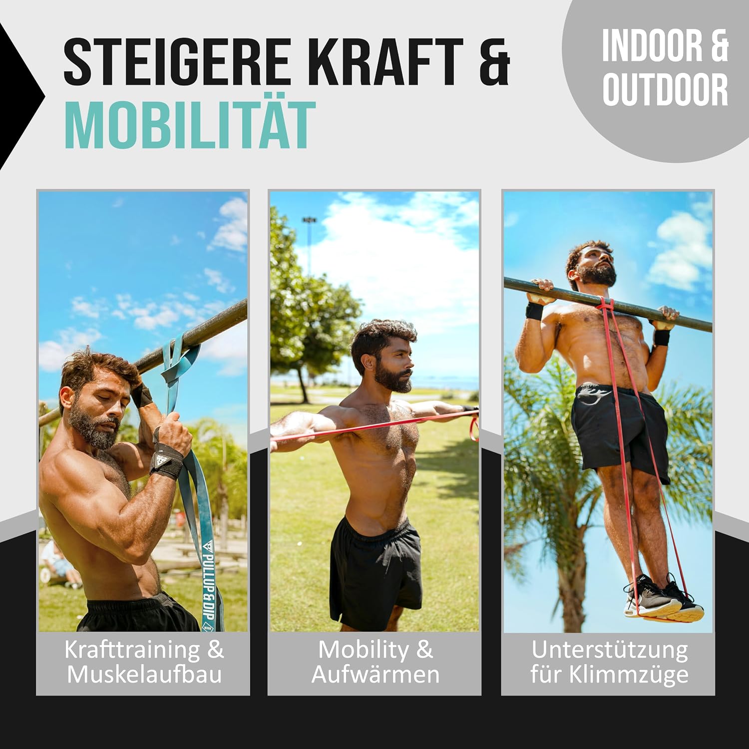 Thumbnail 4 de Pullup & Dip Fitnessbänder 4 Widerstände