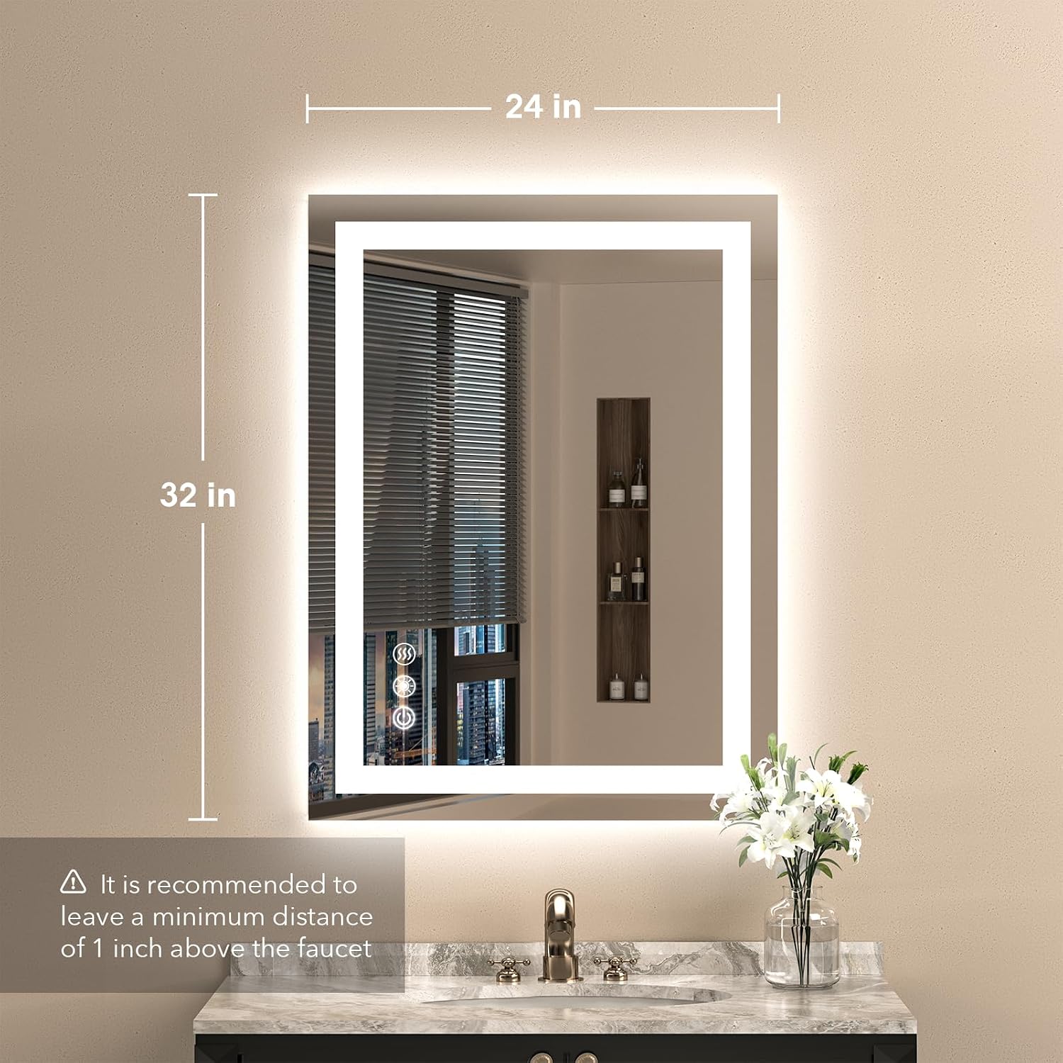 Detalle 2 de Xittoko LED Bathroom Mirror 24 x 32 Inch
