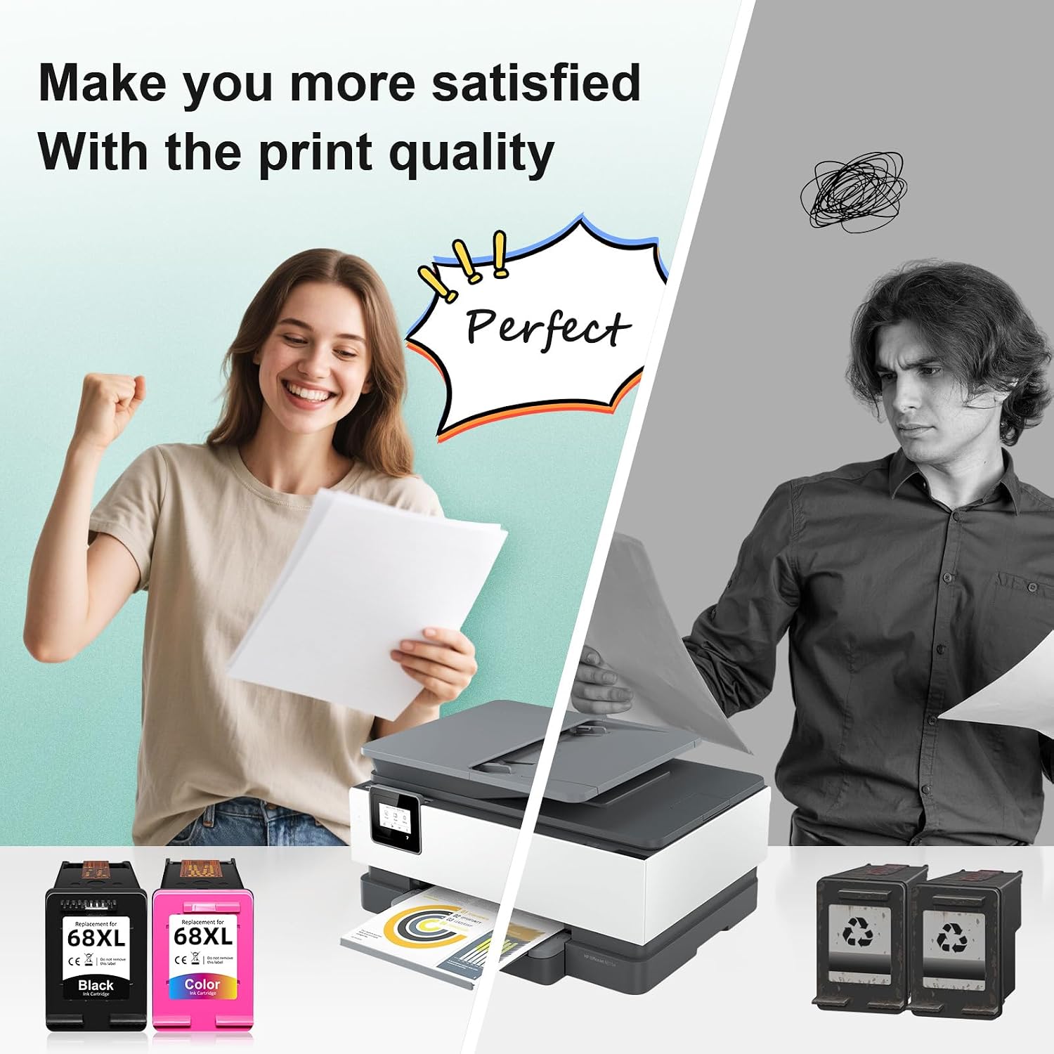 Thumbnail 6 de NVN 68 Remanufactured Ink Cartridge Combo, Black and Tri-Color for Select HP Printers