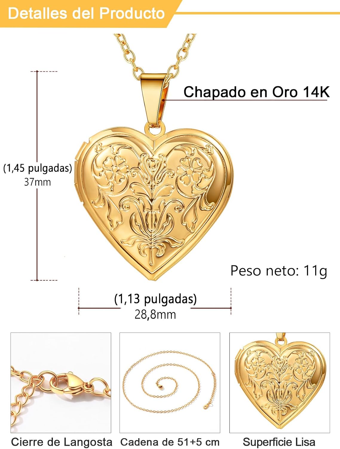 Thumbnail 5 de U7 Collar Foto Personalizada Medallón 28x38 mm