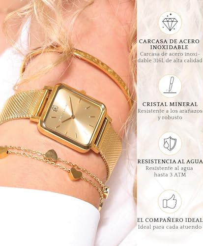 Thumbnail 3 de L'AMORE MILANO Reloj Cuadrado 28 mm dorado