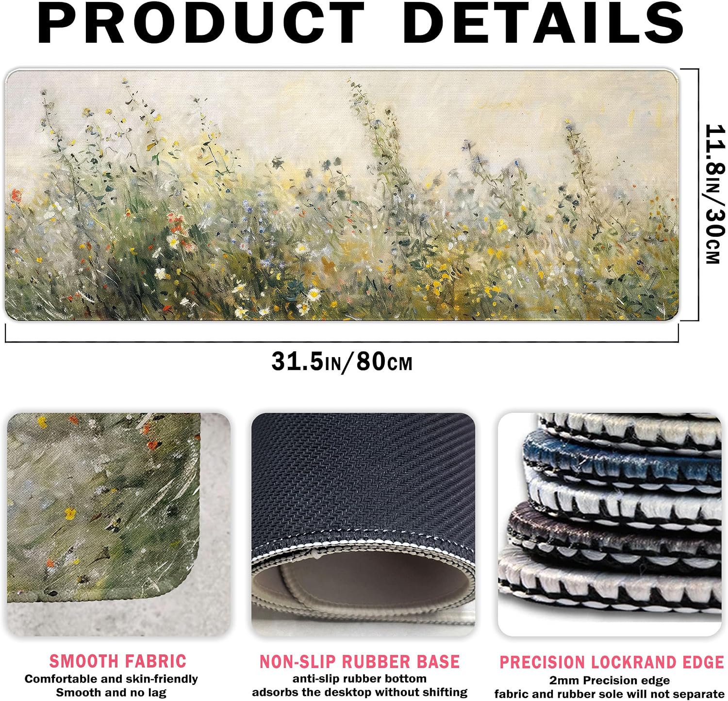 Detalle de Yellow Wildflower Desk Mat 31.5 x 11.8 in