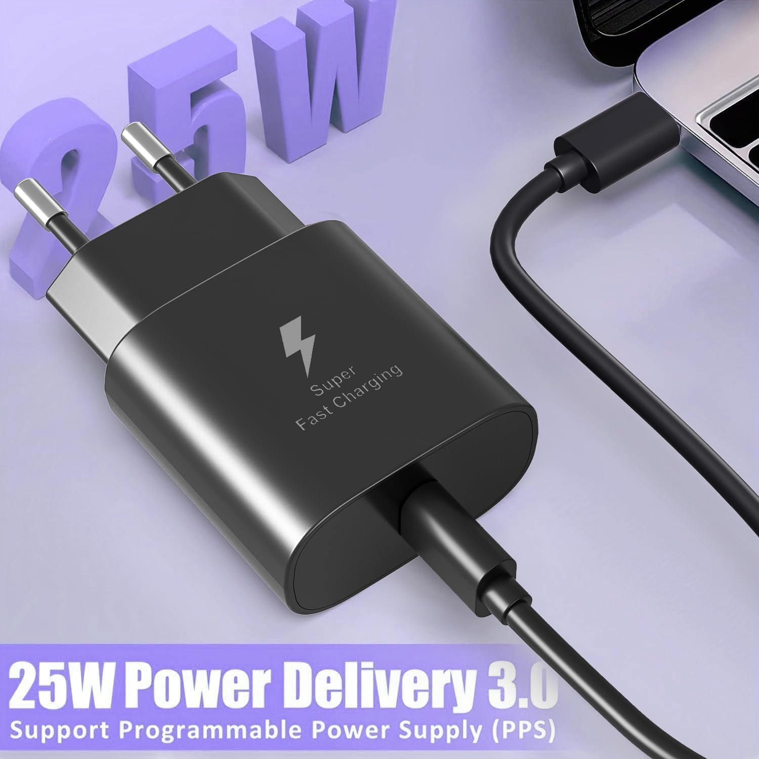 Detalle de 25W USB‑C PD Schnellladegerät für Samsung Galaxy – Ersatz Original Ladegerät