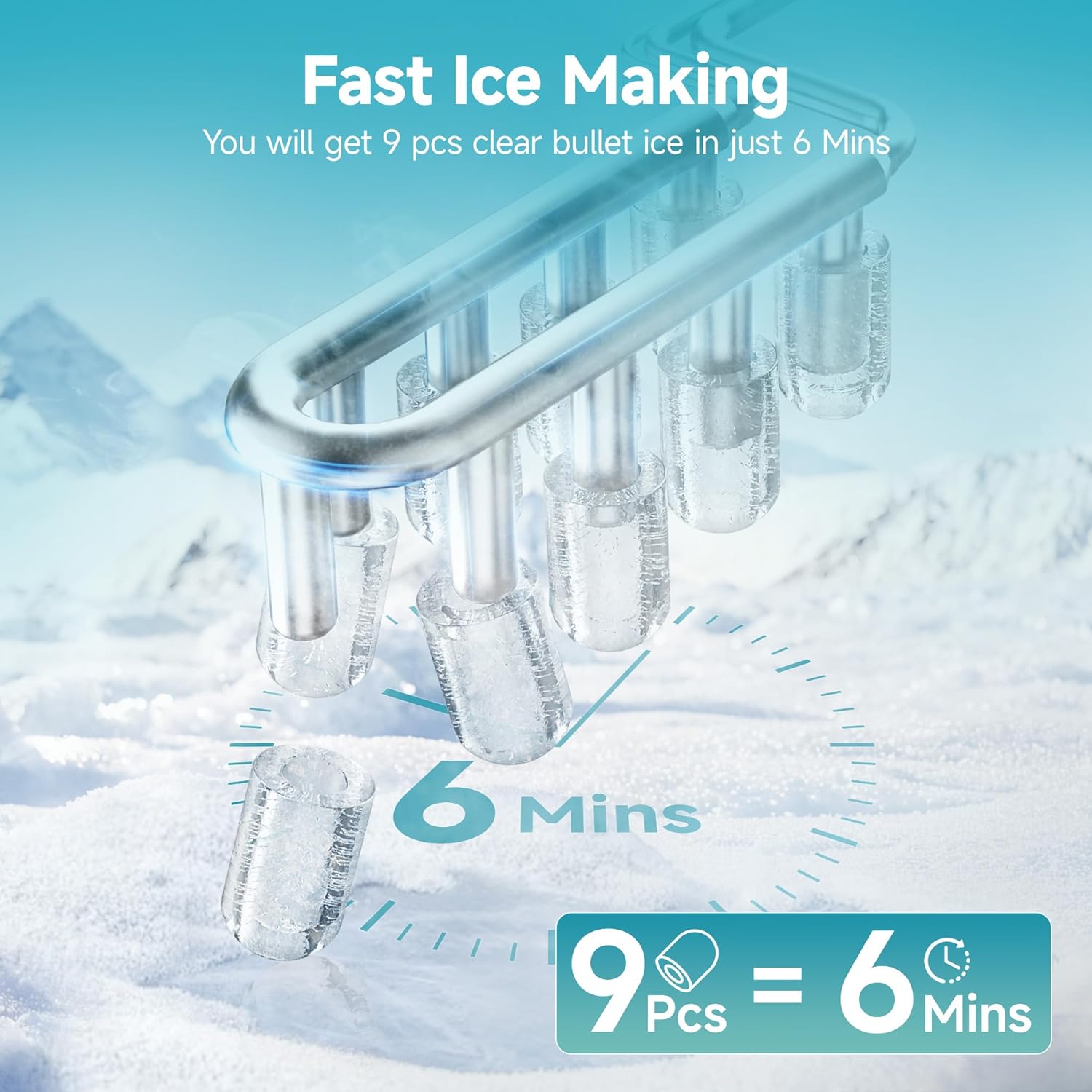 Thumbnail 1 de EUHOMY Ice Maker Machine with Self-Cleaning – 12 kg/Day, 2 Cube Sizes, Portable Countertop