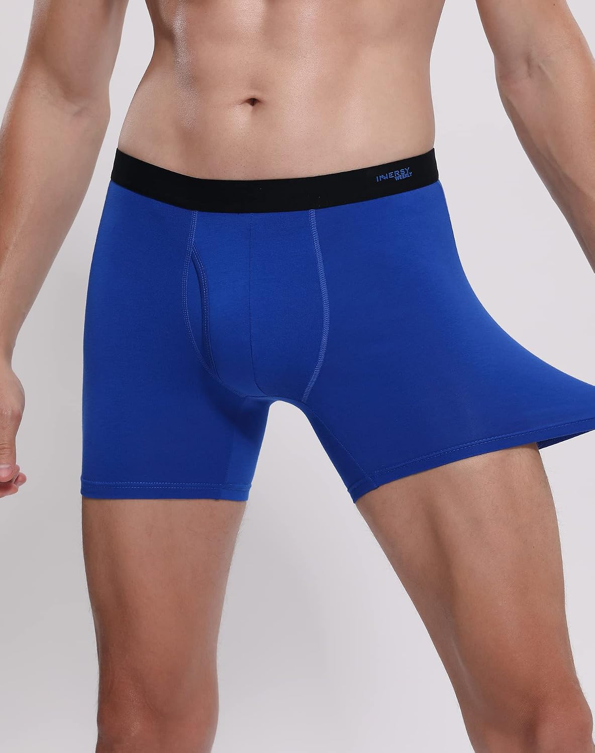 Detalle de INNERSY boxershorts för män i bomull med gylf, färgglada, 7-pack