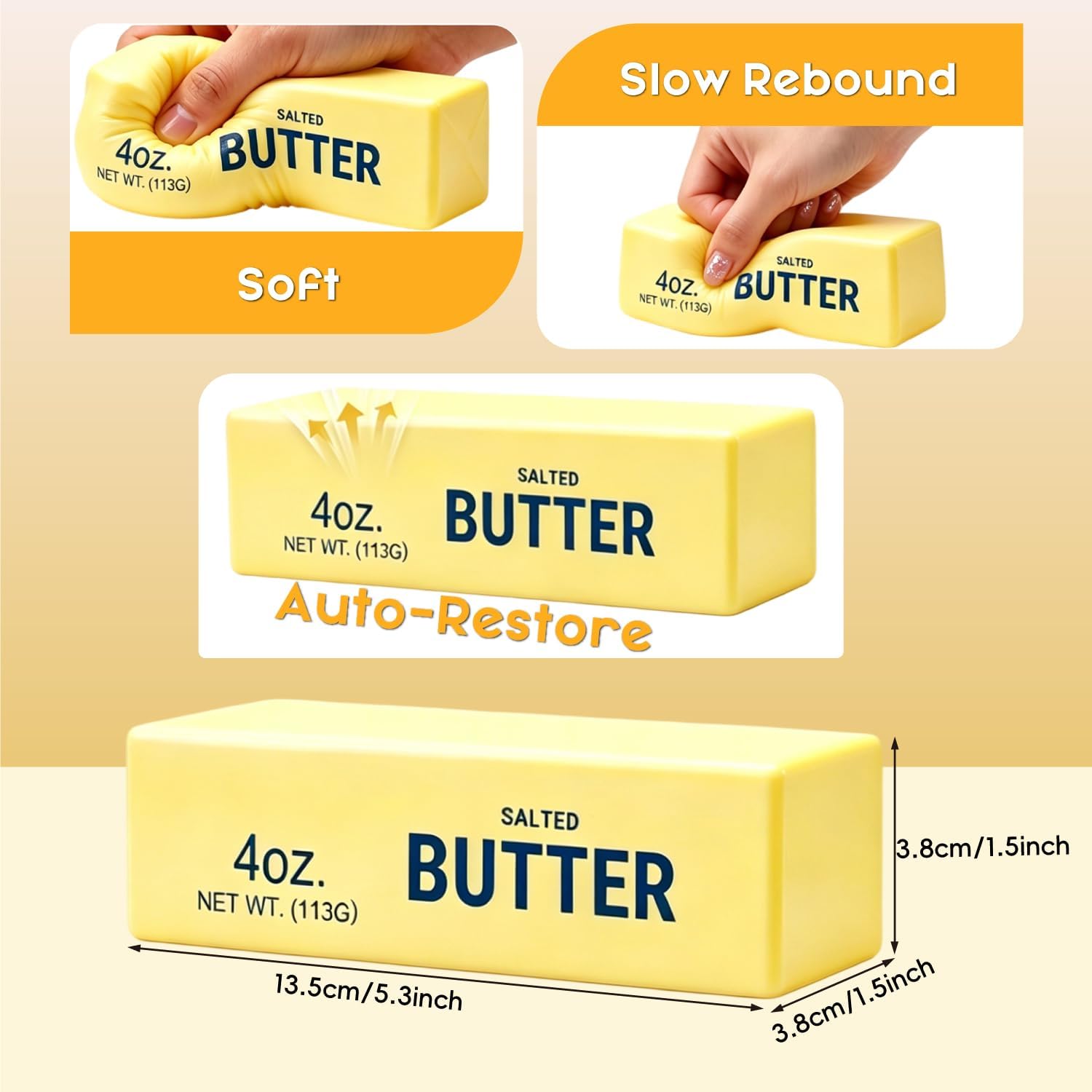 Detalle de Slow Rising Stress Butter Squishy Set of 2: Pocket-Size Squeeze Toys for Quick Reset