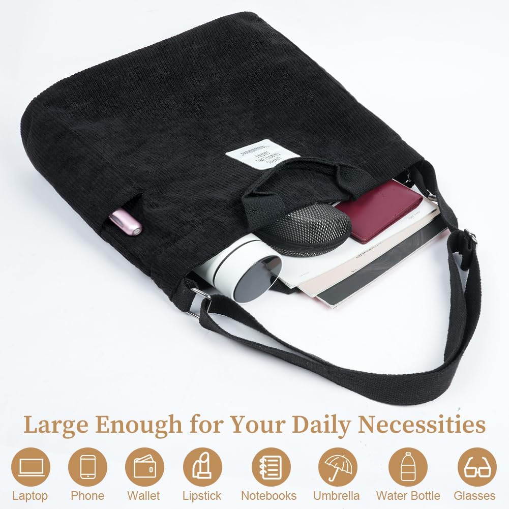 Thumbnail 6 de Aucuu Sac à main femme en velours côtelé – sac à bandoulière grande capacité, pliable