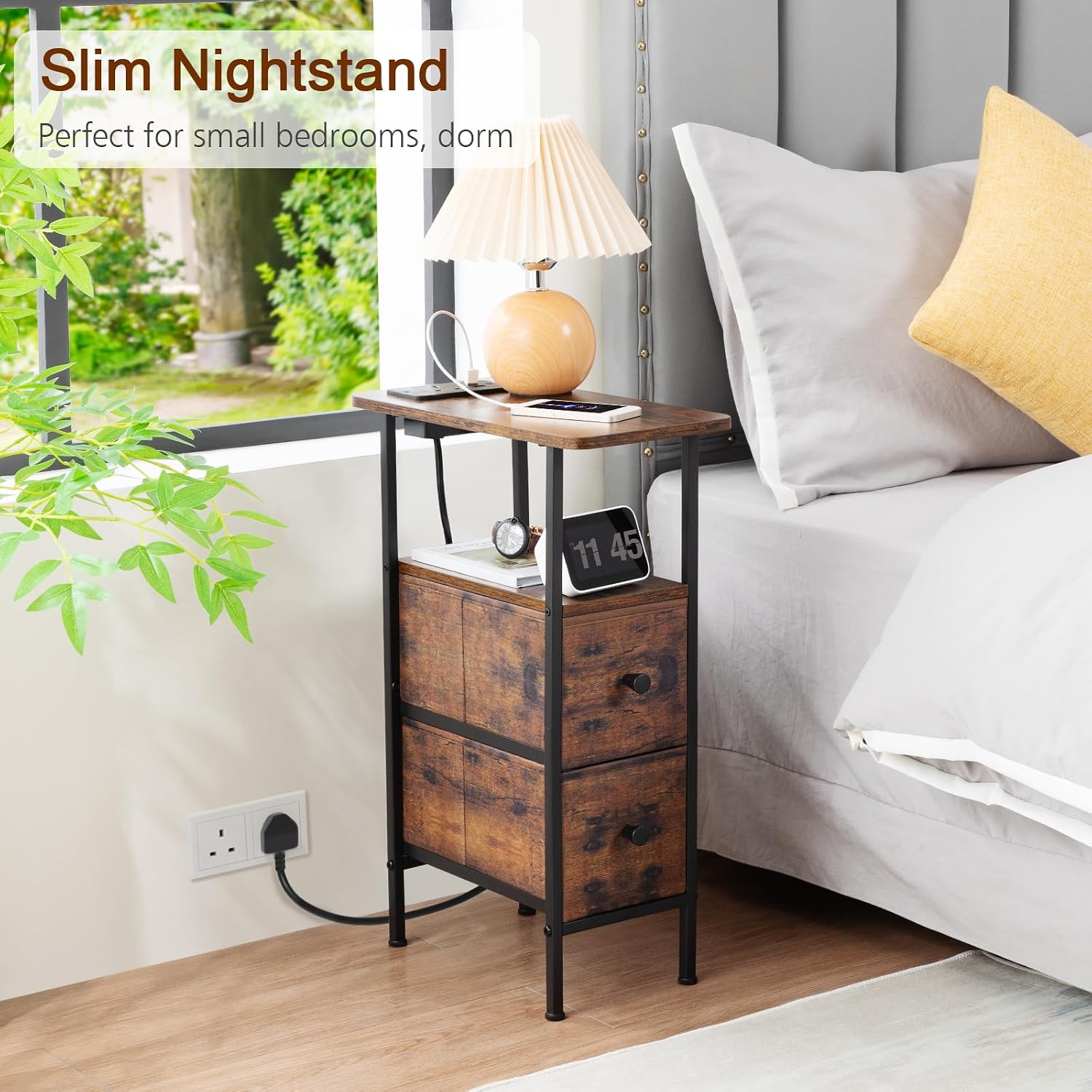 Thumbnail 6 de AMHANCIBLE Slim Bedside Table 40cm