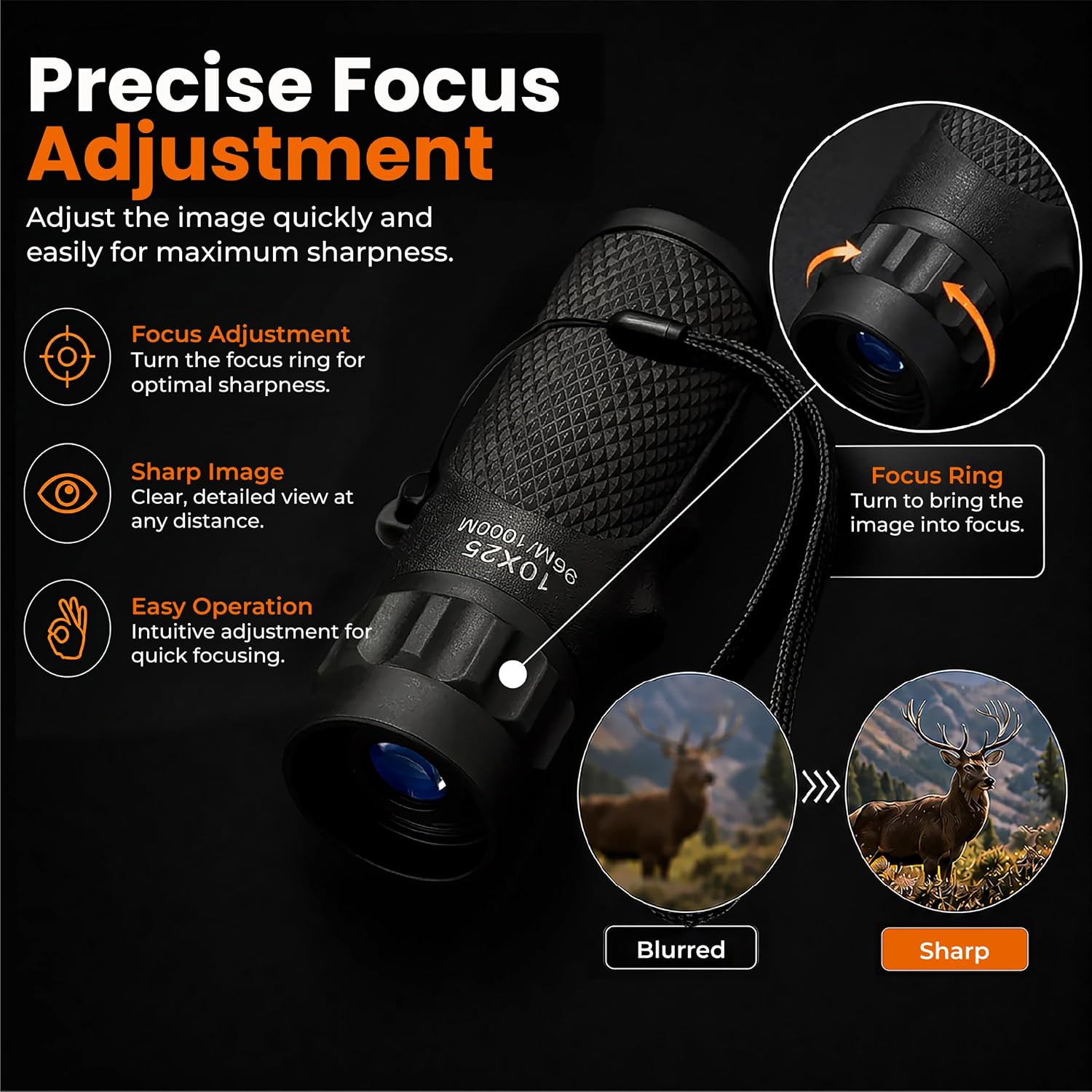 Detalle de Technaxx TX-176 10x25 monocular for hiking, hunting, travel and bird watching