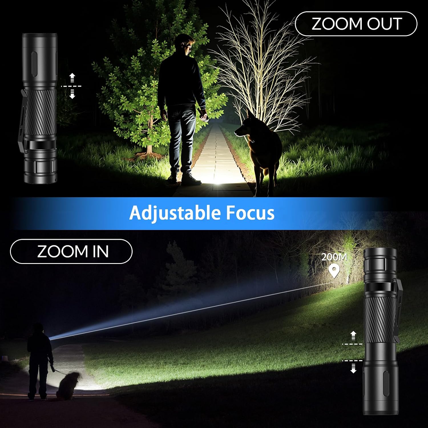 Detalle de GEARLITE G800 LED-Taschenlampe (aufladbar) mit Zoom, 3 Modi und IP65