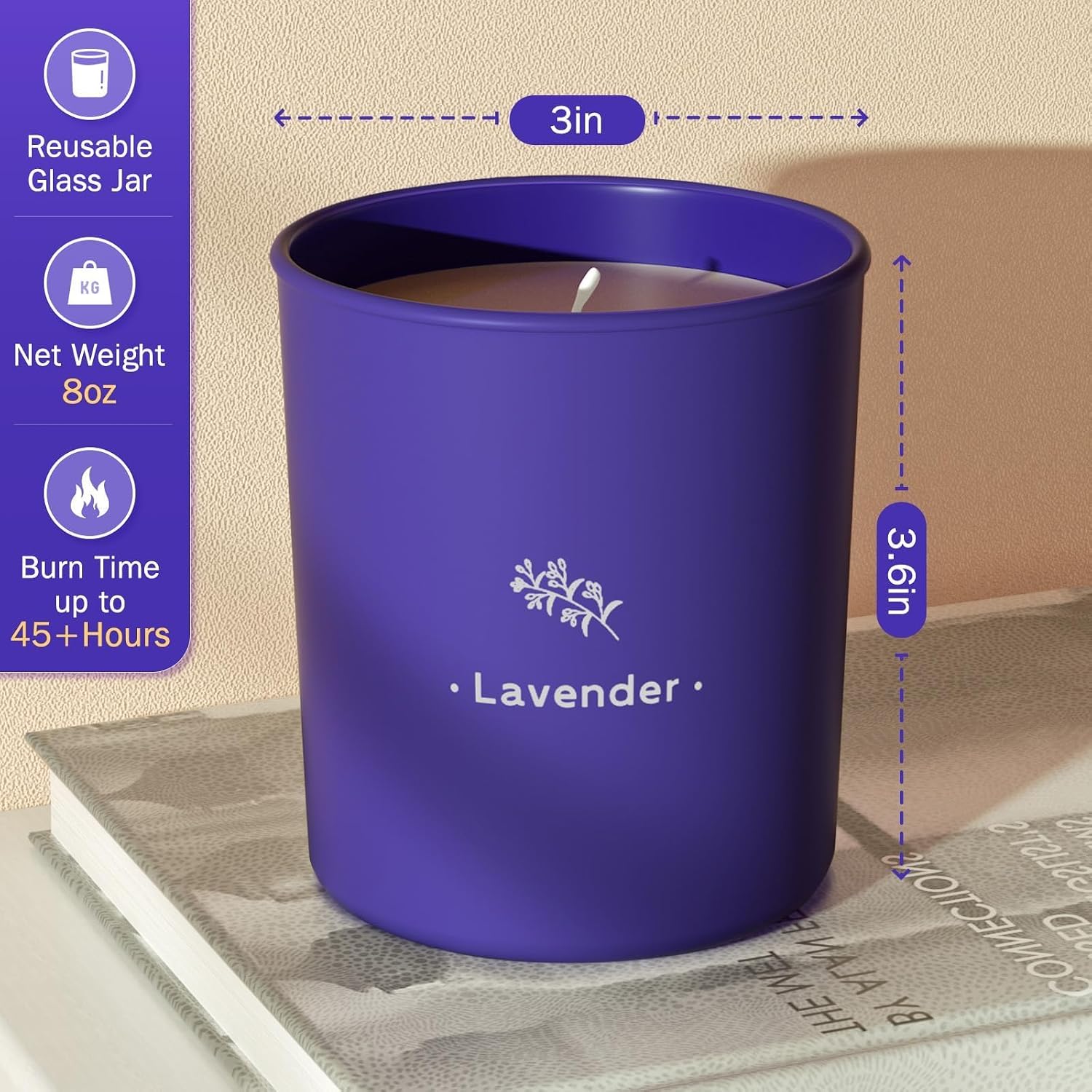 Detalle de Lavender Soy Candle, 8 oz