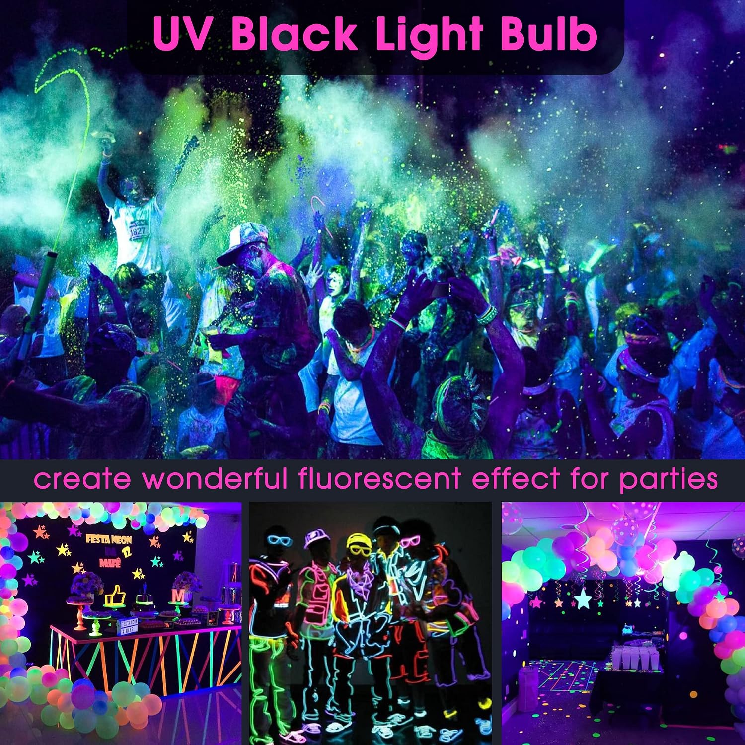 Thumbnail 3 de Briignite UV Light Bulb LED Blacklight Bulbs, A19 E26, 12W, 2-Pack